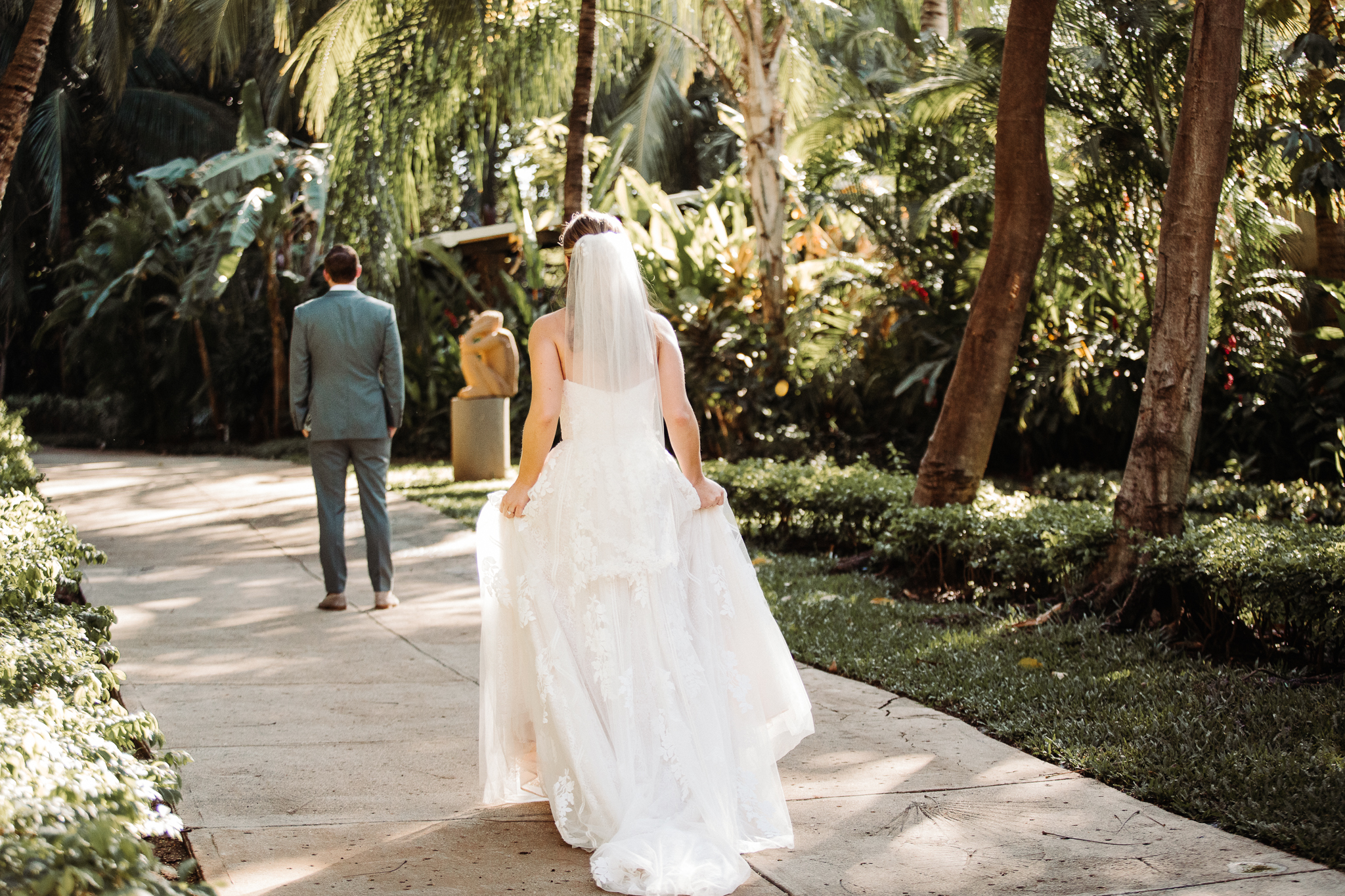 bride and groom first look