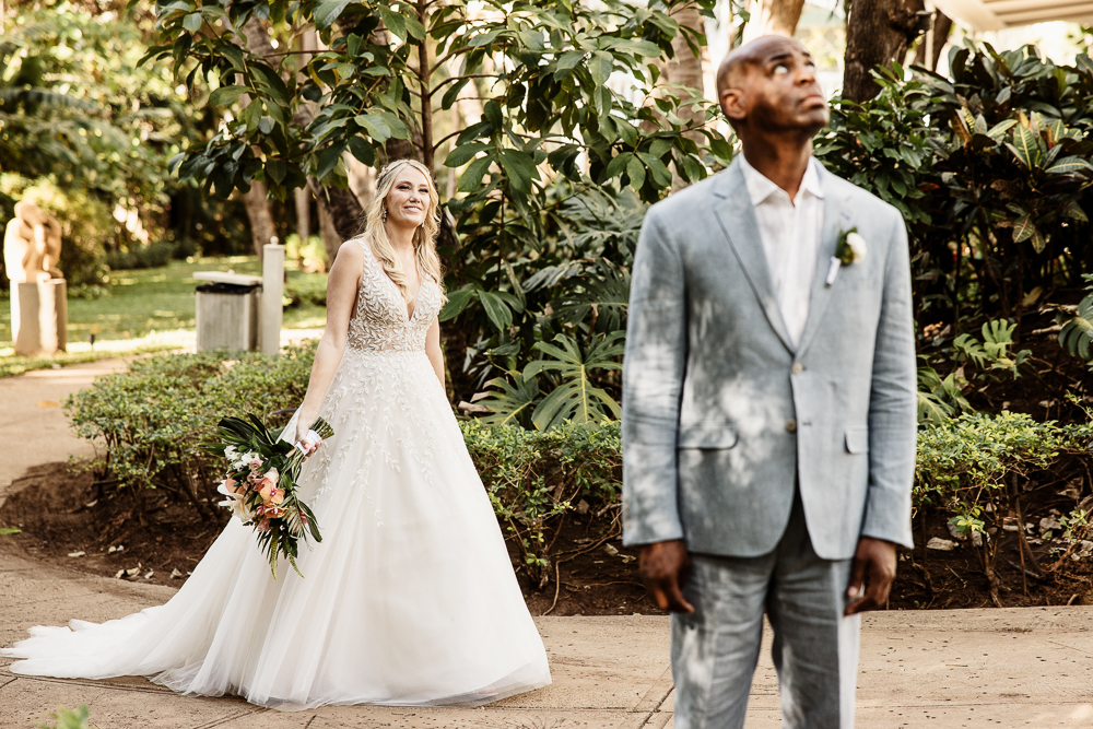 first look bride and groom