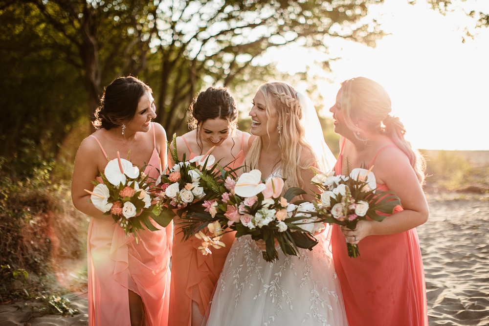 bridesmaids in the beach