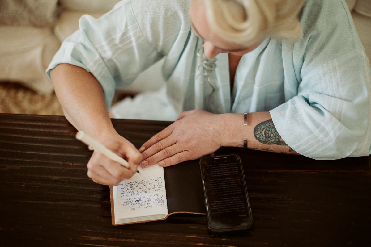 bride writing vows