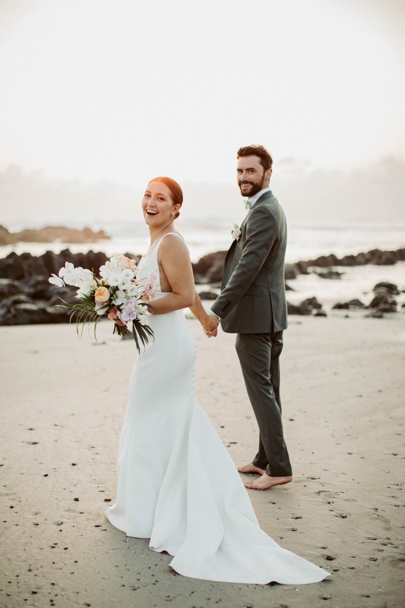 loving beach wedding photoshoot