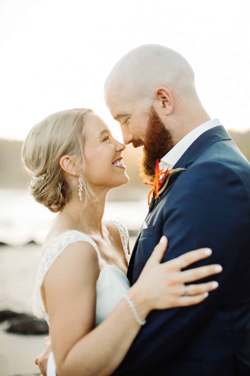 happy couple closeup wedding day photo