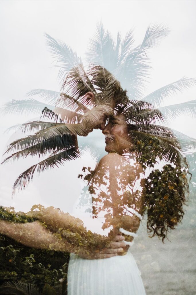 artistic wedding photo in nature