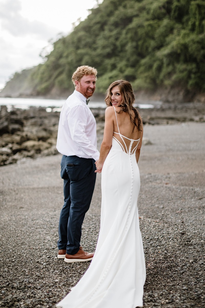 romantic wedding beach walk