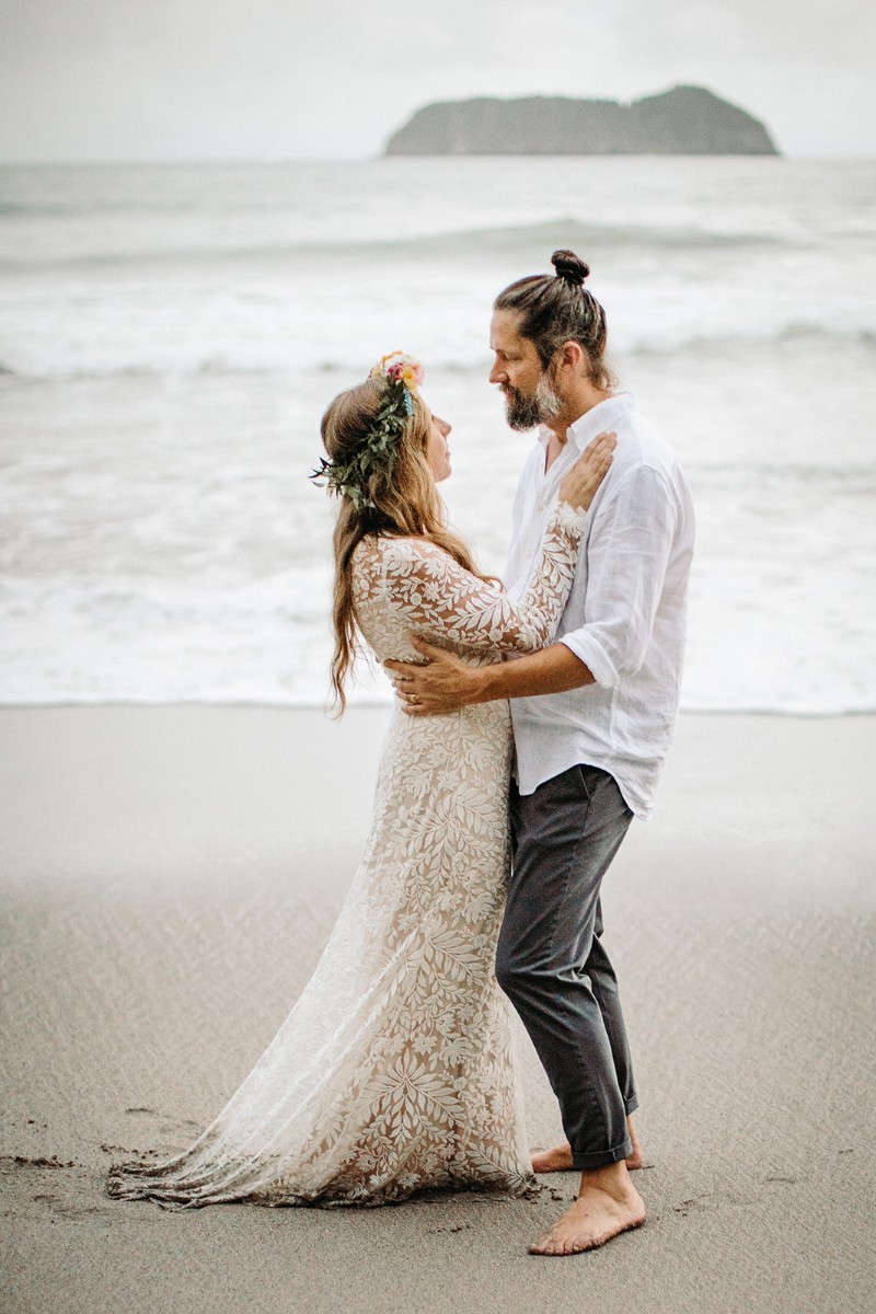 beach wedding with ocean waves